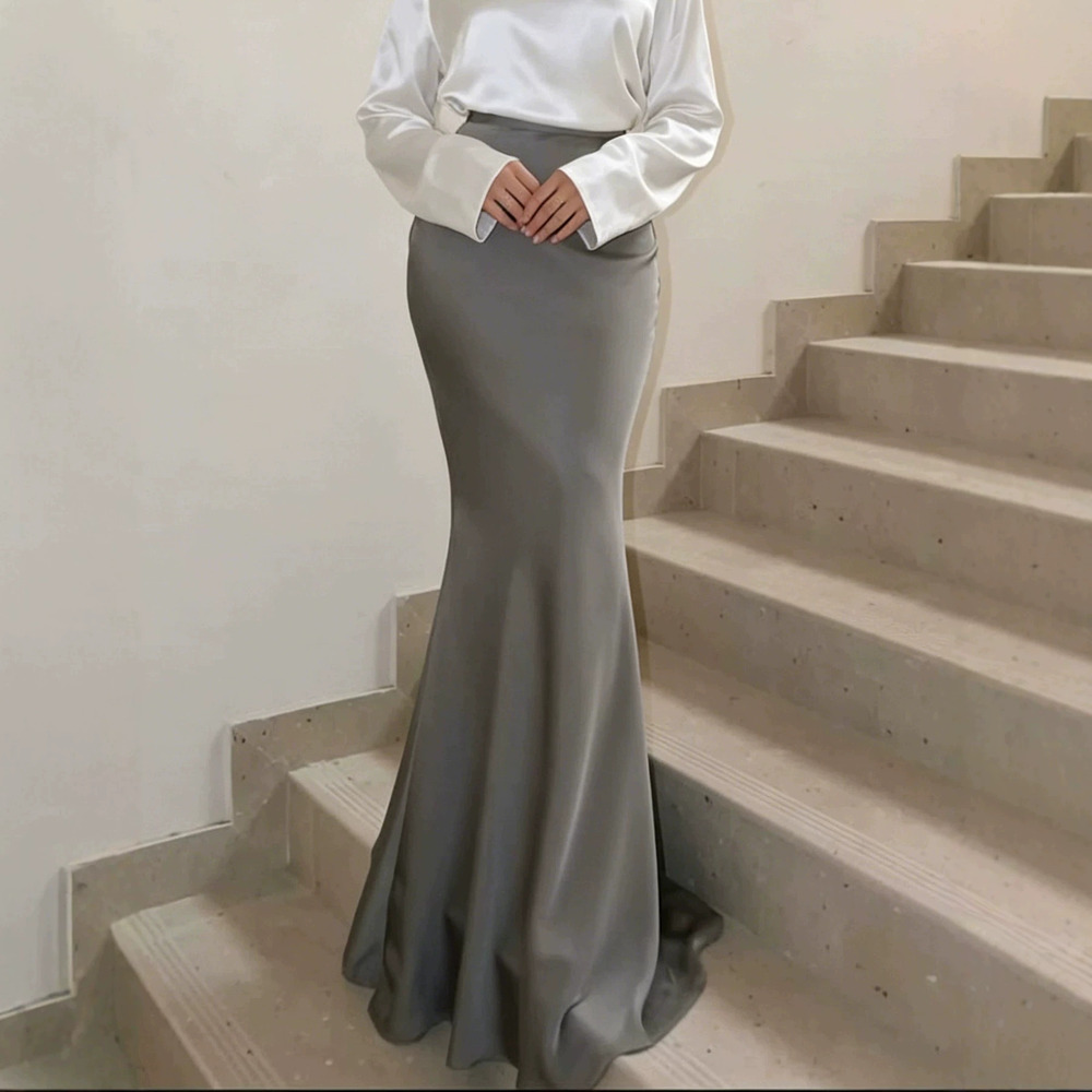 Zara High Waist Fishtail Floor Length Skirt Drape Slim Fit Bodycon Triacetate